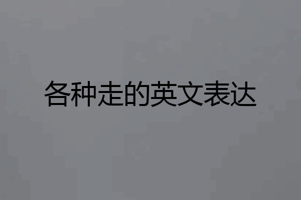 各种走的英文表达