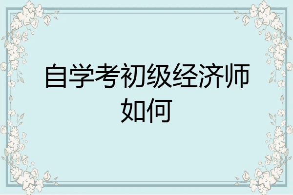 自学考初级经济师如何