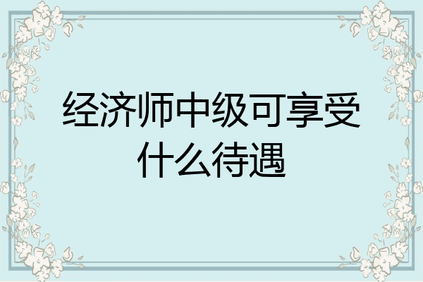 经济师中级可享受什么待遇