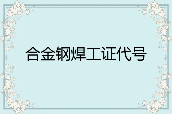 合金钢焊工证代号