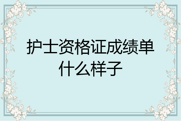 护士资格证成绩单什么样子