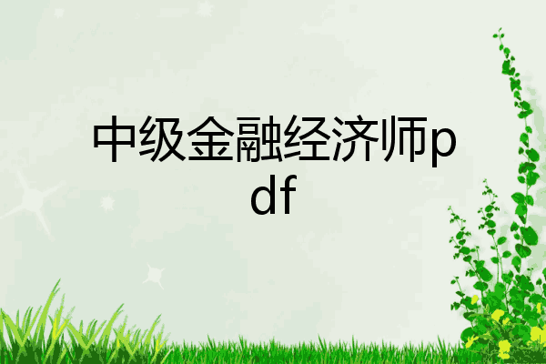 中级金融经济师pdf