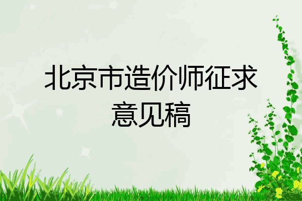 北京市造价师征求意见稿