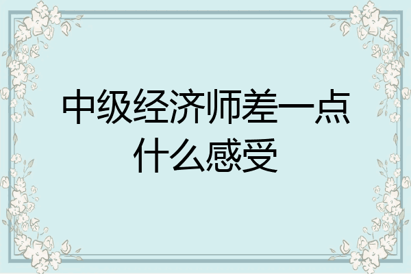 中级经济师差一点什么感受