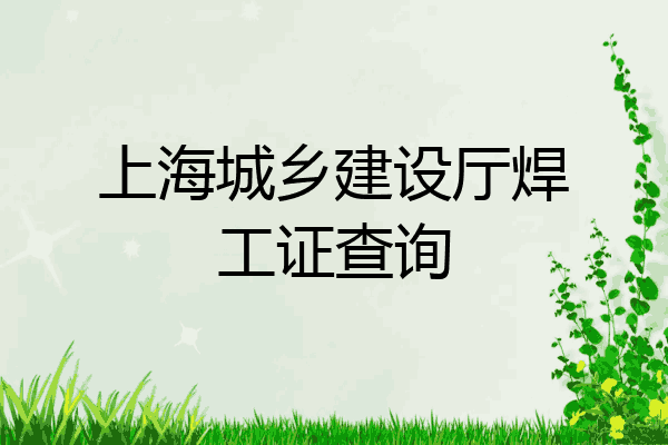 上海城乡建设厅焊工证查询