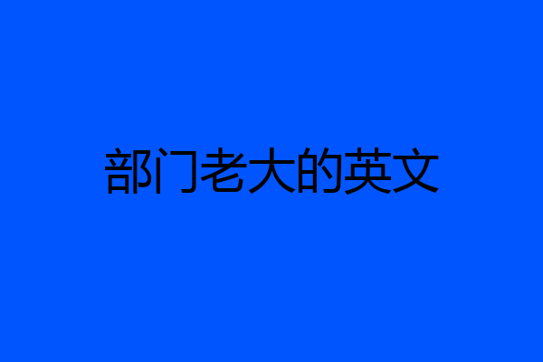 部门老大的英文
