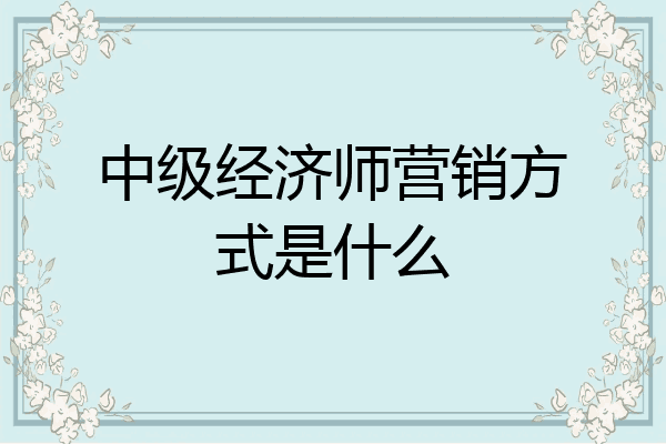 中级经济师营销方式是什么