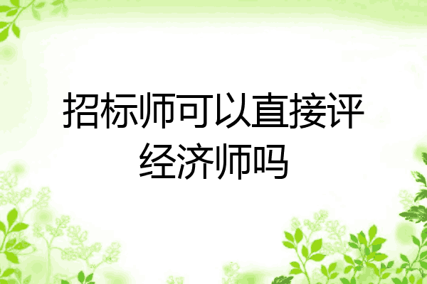 招标师可以直接评经济师吗