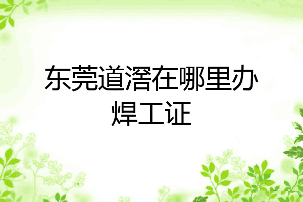 东莞道滘在哪里办焊工证