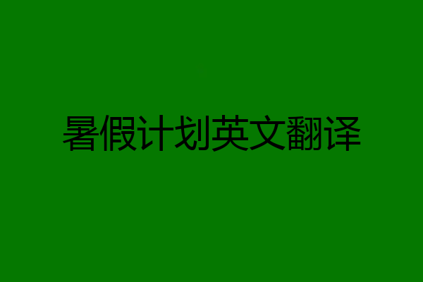 暑假计划英文翻译