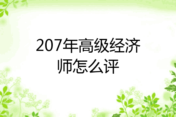 207年高级经济师怎么评