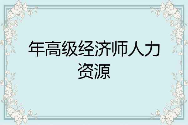 年高级经济师人力资源