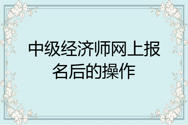 中级经济师网上报名后的操作