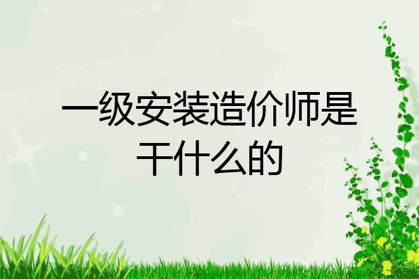 一级安装造价师是干什么的
