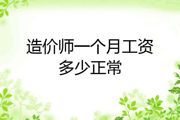 造价师一个月工资多少正常