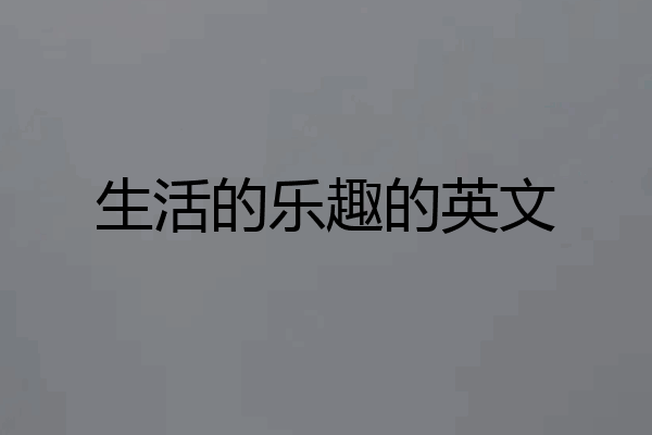 生活的乐趣的英文