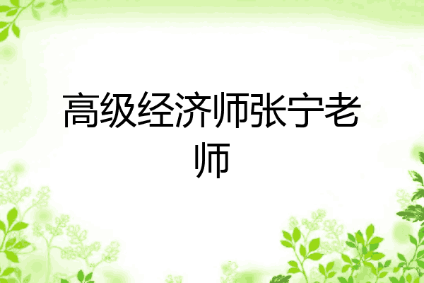 高级经济师张宁老师