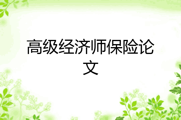 高级经济师保险论文