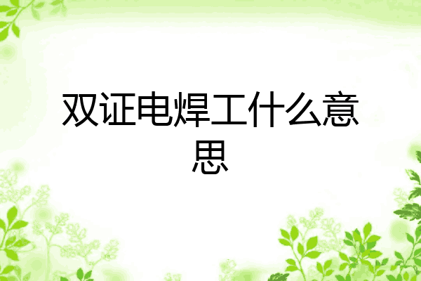 双证电焊工什么意思