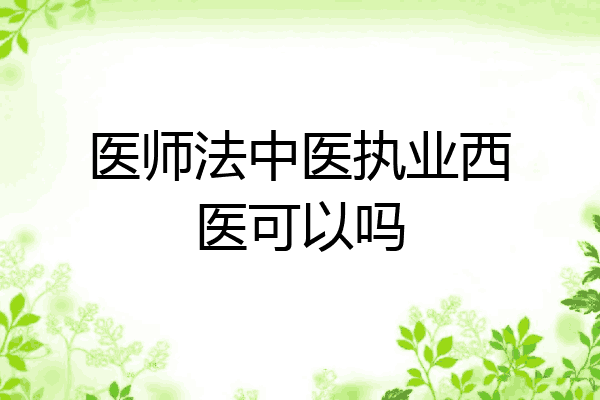 医师法中医执业西医可以吗