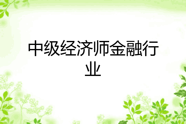 中级经济师金融行业