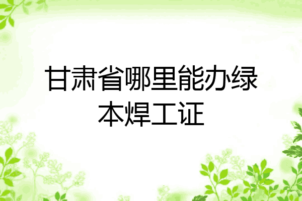 甘肃省哪里能办绿本焊工证