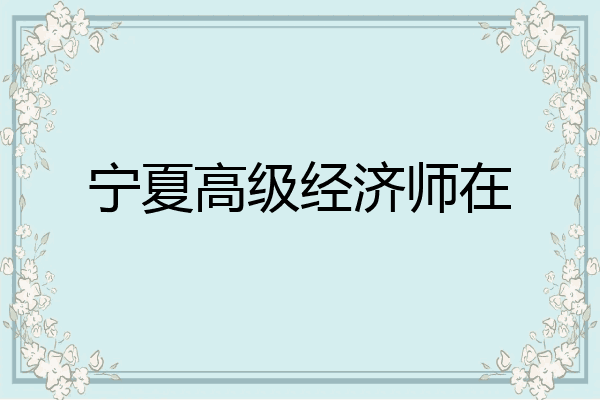 宁夏高级经济师在
