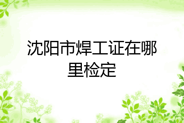 沈阳市焊工证在哪里检定