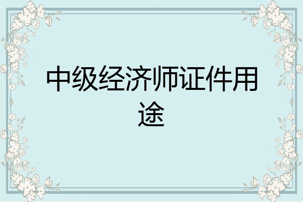 中级经济师证件用途