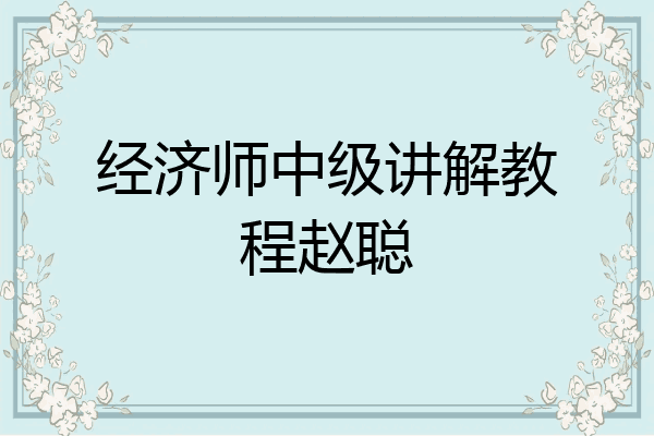 经济师中级讲解教程赵聪