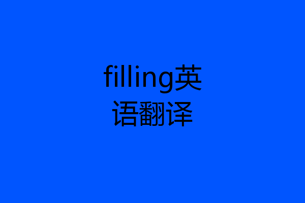 filling英语翻译