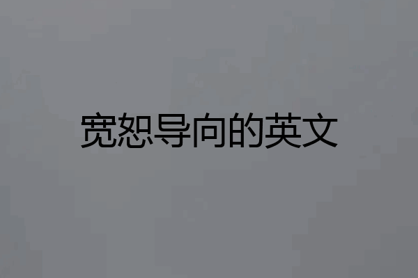 宽恕导向的英文