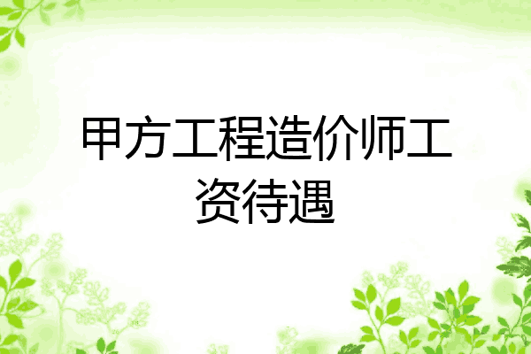 甲方工程造价师工资待遇