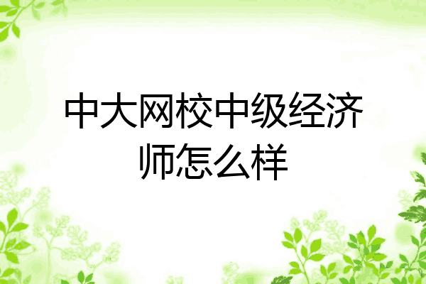中大网校中级经济师怎么样