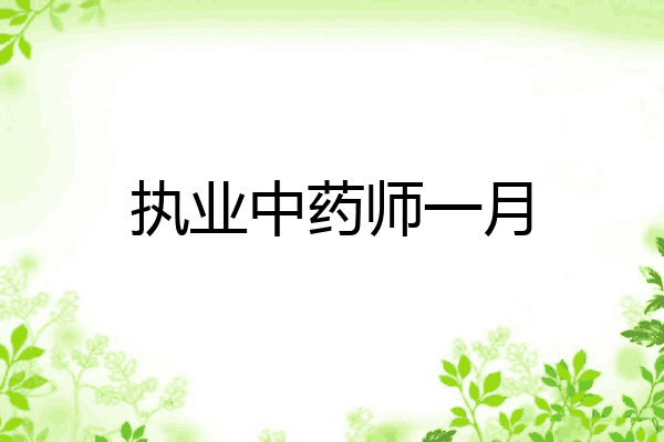 执业中药师一月