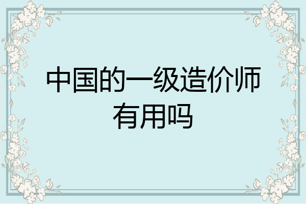 中国的一级造价师有用吗