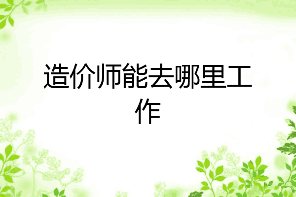 造价师能去哪里工作