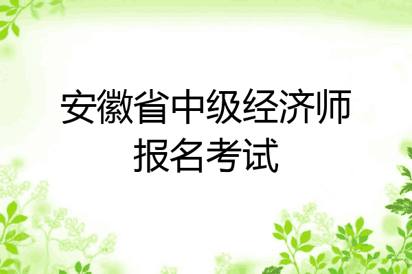 安徽省中级经济师报名考试