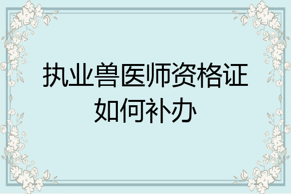 执业兽医师资格证如何补办