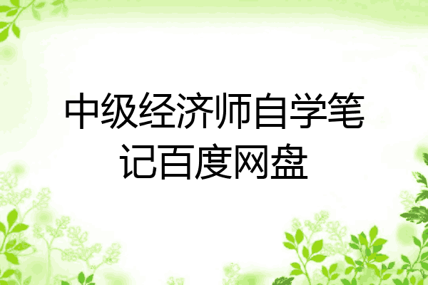 中级经济师自学笔记百度网盘