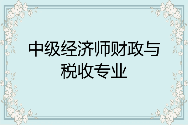 中级经济师财政与税收专业