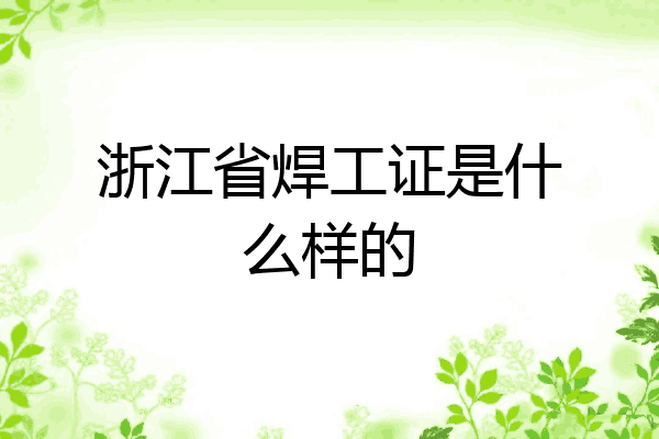 浙江省焊工证是什么样的