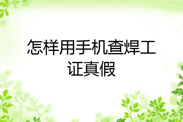 怎样用手机查焊工证真假