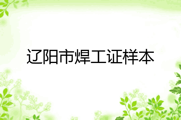 辽阳市焊工证样本