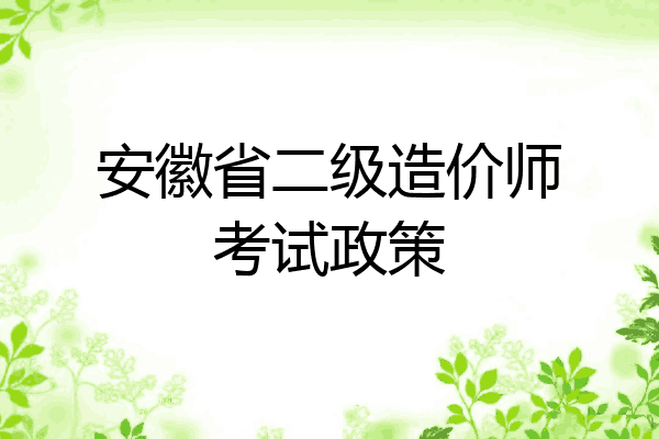安徽省二级造价师考试政策