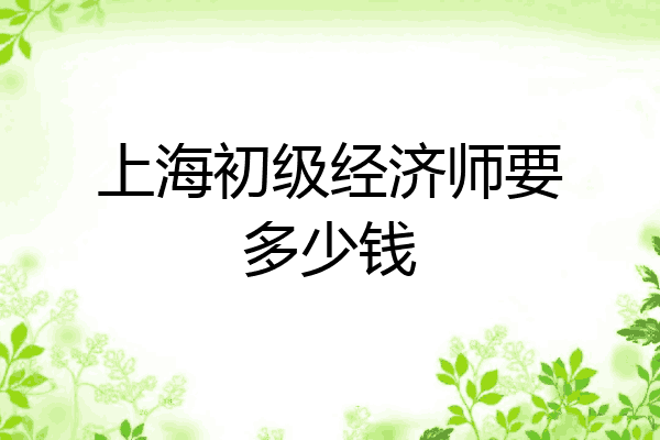 上海初级经济师要多少钱