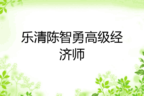 乐清陈智勇高级经济师
