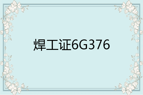 焊工证6G376