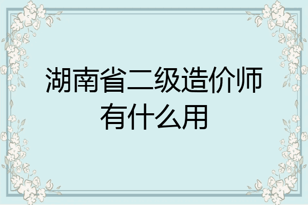 湖南省二级造价师有什么用