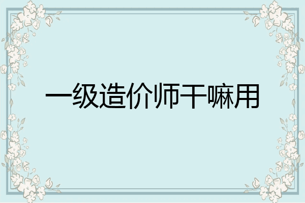 一级造价师干嘛用